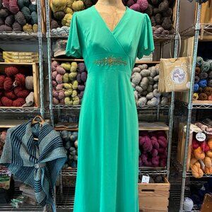 Teal Thai Beaded Formal Dress, Size 2